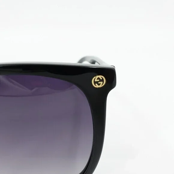 Gucci GG0022 Oversized Acetate Sunglasses Black Gray OS display picture 2